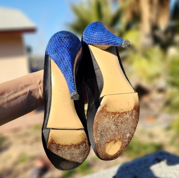 NICHOLAS KIRKWOOD Black Platform Blue Python Leather Heels - Picture 10 of 16